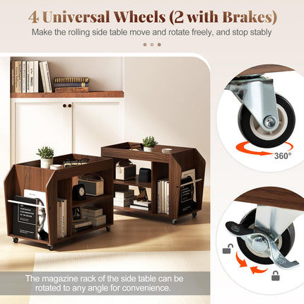 Dreamade Rolling End Table with Storage
