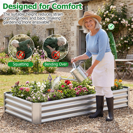 Dreamade 6 x 3 x 1 FT Galvanized Rectangular Metal Raised Garden Bed (1/2)