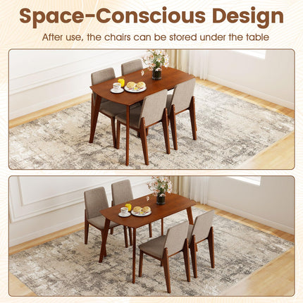 Dreamade Rectangular Kitchen Table and Chairs Set w/Rubber Wood Frame