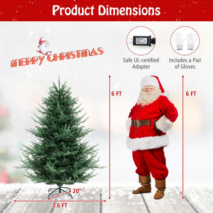 Dreamade 6ft Faux Hinged Xmas Full Tree with 240 Warm White LED Lights, 778 Branch Tips