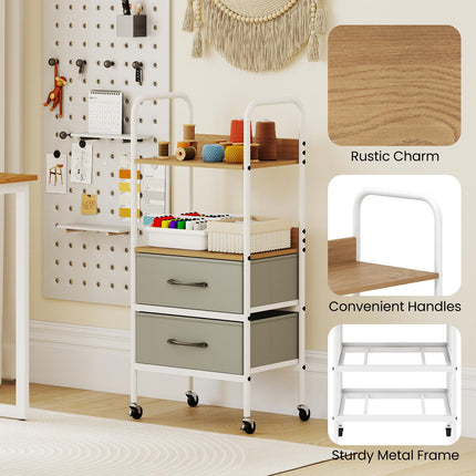 Dreamade Utility Rolling Cart with Foldable Fabric Drawers