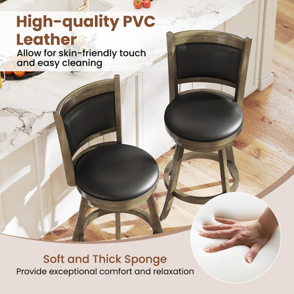 Dreamade Accent Wooden Swivel Back Counter Height Bar Stool, Fabric Upholstered Design