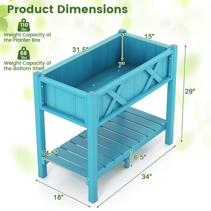 Dreamade HIPS Raised Garden Bed, Elevated Planter Box w/Legs, Storage Shelf, Drain Holes