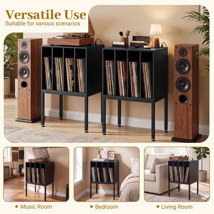 Dreamade Record Player Stand with 4 Cabinet Up to 150 Albums