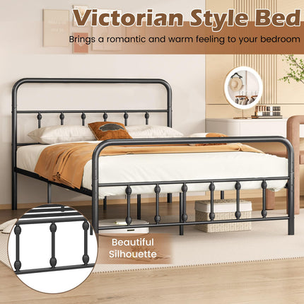 Dreamade King/Queen/Full Size Metal Platform Bed Frame, Victorian Style Platform Bed with Headboard & Footboard
