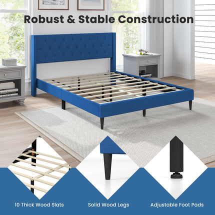 Dreamade Queen/Twin Size Platform Bed Frame with Wingback