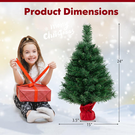 Dreamade Tabletop Battery Operated Small Fir Xmas Tree with Warm White LED Lights