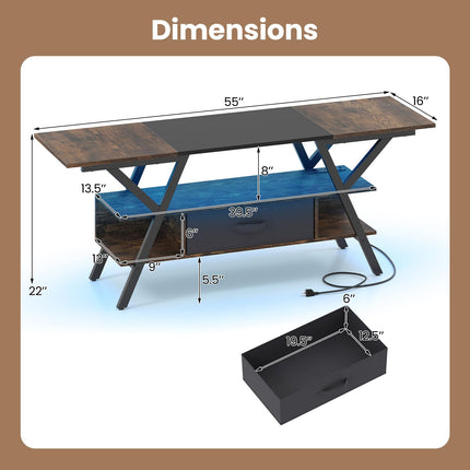 Dreamade TV Stand with Power Outlets for 55-65 Inch TV