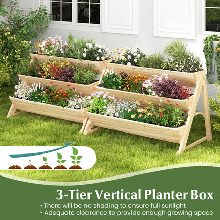 Dreamade 3-Tier Raised Garden Bed, Wooden Vertical Planter Box with Storage Shelf