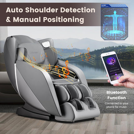 Dreamade Comfort Full Body Massage Chair with SL Track Airbags Heating-Gray