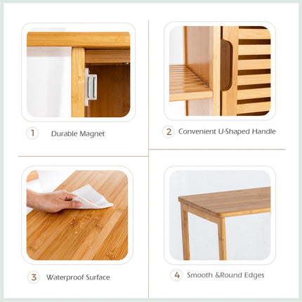Bathroom Storage Cabinet Bamboo Floor Cabinet Free Standing Organizer - Dreamade