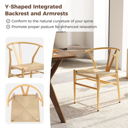 【侵权下架】Dreamade Metal Dining Chairs Set of 2/4 Mid-Century Weave Dining Room Chair w/Y-Shaped Backrest