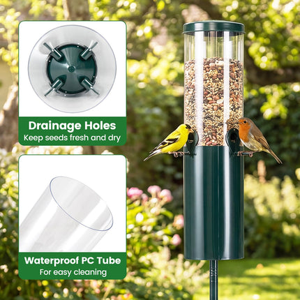 Dreamade 10 LBS Large Capacity Squirrel Proof Bird Feeder with Pole Mount and Baffle