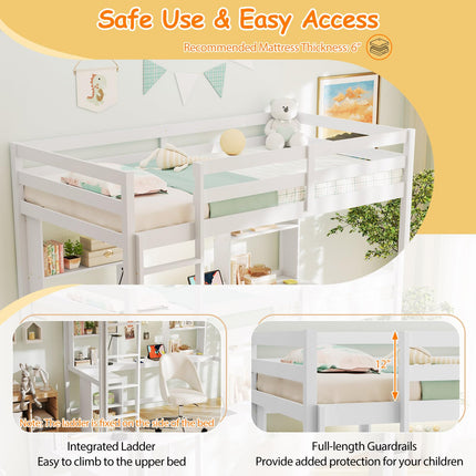 Dreamade Twin Loft Bed with Desk and Hutch for Dorm Apartment