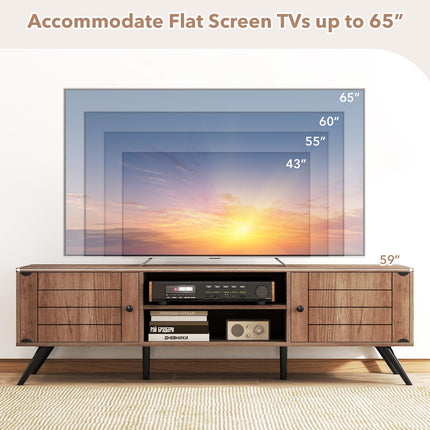 Dreamade 2-Door TV Stand for TVs up to 65 Inch with Open Shelves