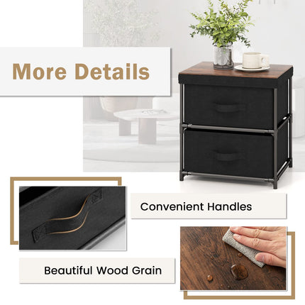 Dreamade Nightstand Set of 2 with 2 Fabric Drawers