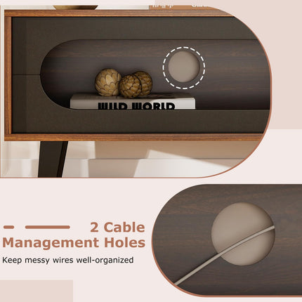 Dreamade TV Stand for 80 Inch TVs Mid Century Modern Entertainment Center with Sliding Door Cabinet