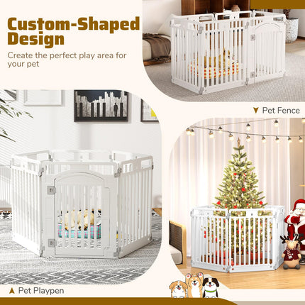 Dreamade 6/12 Panel Dog Playpen 32'' Tall Plastic Pet Fence with Lockable Door