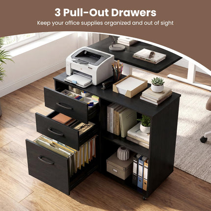 Dreamade 3-Drawer Mobile File Cabinet with Open Storage Shelves