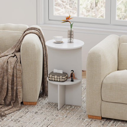 Dreamade 2-Tier Round Side Tables with Storage Shelf (1/2)