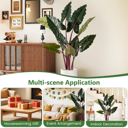 Dreamade 63" Tall Fake Pre-Potted Plant w/ 11 Faux Leaves & Bendable Stems