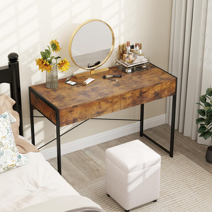 Dreamade Computer Desk with 2 Drawers for Small Spaces