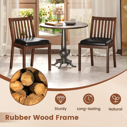 Dreamade PU Leather Upholstered Kitchen Chairs w/Rubber Wood Frame Padded Seat