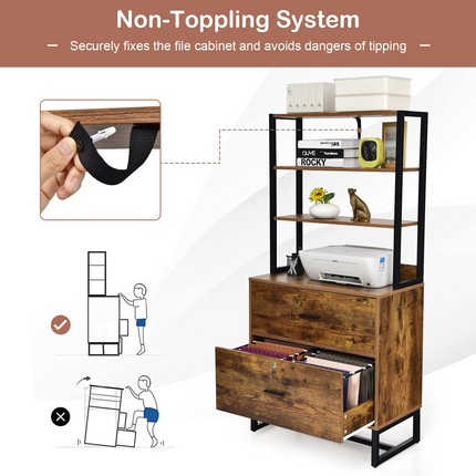 Dreamade Lateral File Cabinet with 2 Drawers with Lock