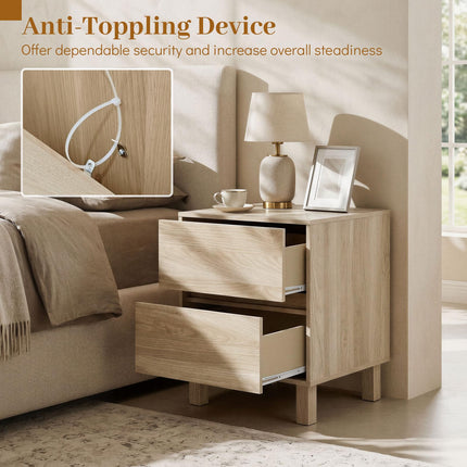 Dreamade Modern Wood Night Stand w/2 Storage Drawers (1/2)