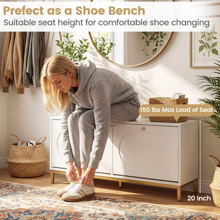 Dreamade Shoe Storage Bench with 2 Flip Drawers