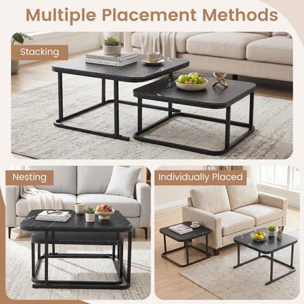 Dreamade Nesting Coffee Table Set of 2 with Metal Frame