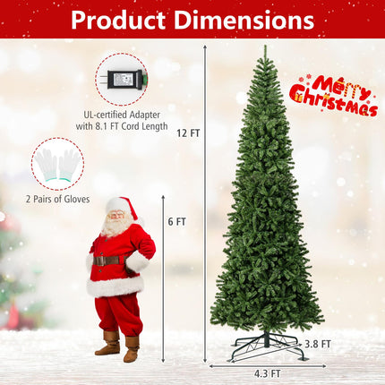 Dreamade 12 FT Pre-Lit Artificial Christmas Tree with Quick Power Connector