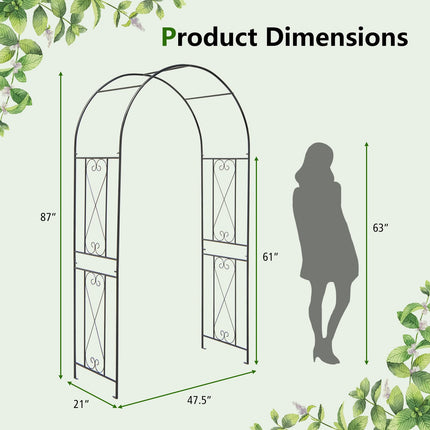 Dreamade Garden Arbors Trellises, 7.2FT Metal Garden Arch for Climbing Plants Roses