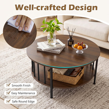 Dreamade 32.5" Wood Farmhouse Round Coffee Table