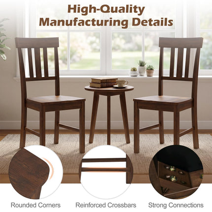 Dreamade Wooden Dining Chairs Set of 2/4 with Slat Back & Contoured Seat