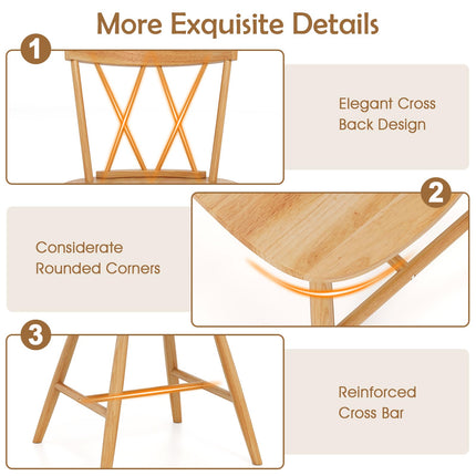 Dreamade Wooden Dining Chairs Set of 2/4, Farmhouse Windsor Kitchen Chairs w/Cross Back, Wide Seat