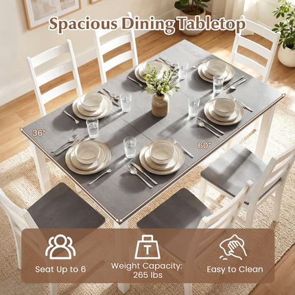 Dreamade 7-Piece Dining Table Set | Rectangular 60-inches Kitchen Table and 6 Dining Chairs with Rubber Wood Legs