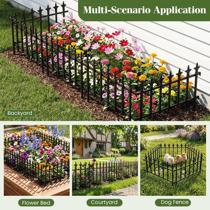 Dreamade No Dig Decorative Metal Garden Fence with Fleur-de-Lis Finials