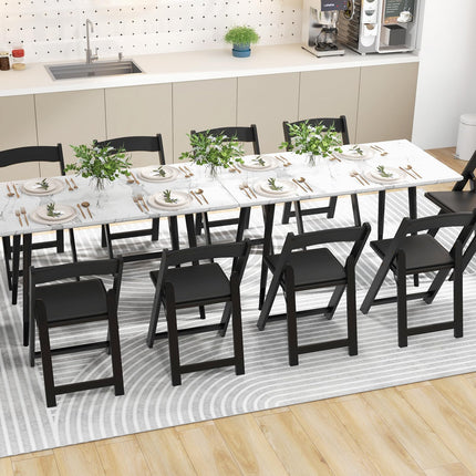 Dreamade Folding Chairs, Wooden Dining Chairs Set, Padded Foldable Chairs w/Backrest