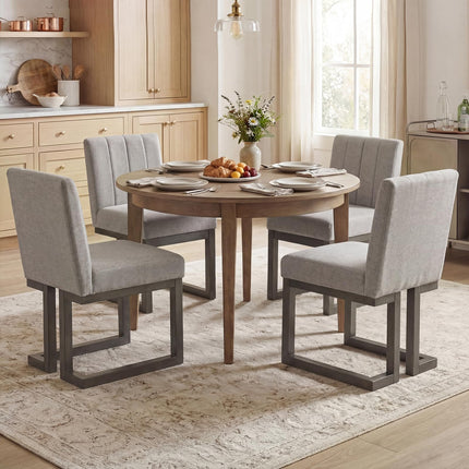 Dreamade Farmhouse Fabric Upholstered Kitchen Chairs with 5.5" Thickened Padded Seat