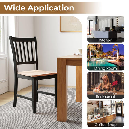 Dreamade Wooden Dining Chairs Set of 4, Farmhouse Kitchen Chair with Rubber Wood Legs
