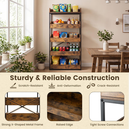 Dreamade 5-Tier Industrial Utility Shelf with 4 Pull-out Drawers & X-Shaped Metal Frame