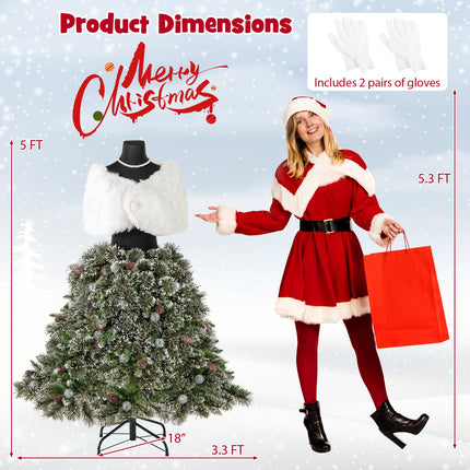 Dreamade 5ft Pre-Lit Dress Form Christmas Tree with Female Mannequin Torso Shawl Necklace