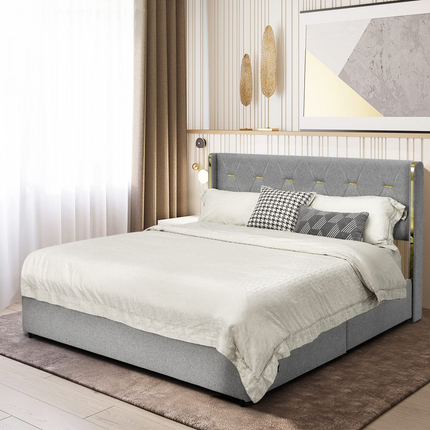 Dreamade Queen/Full Size Upholstered Bed Frame with 4 Drawers