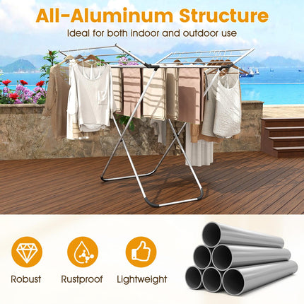 Dreamade Folding Clothes Drying Rack Freestanding Aluminum Laundry Drying Rack