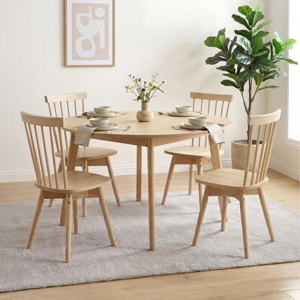 Dreamade Windsor Mid Century Rubber Wood Kitchen Chairs with Swivel Seat & Spindle Back (2/4)