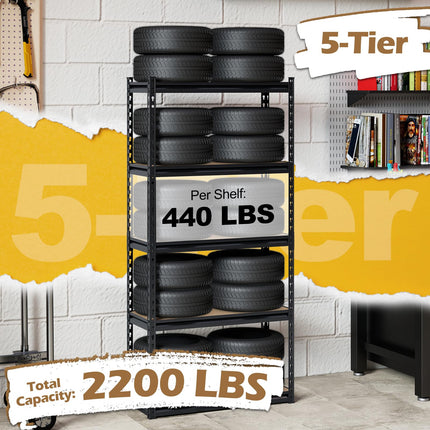 Dreamade 5-Tier Metal Storage Shelves Heavy Duty Garage Shelving Units(1/2/3/4,30" W x 12" D x 60" H)