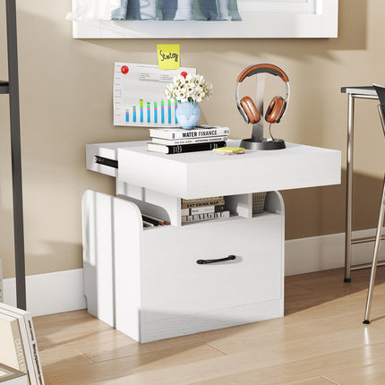 Dreamade Nightstand with Charging Station Modern Bedside Table for Living Room Bedroom Office
