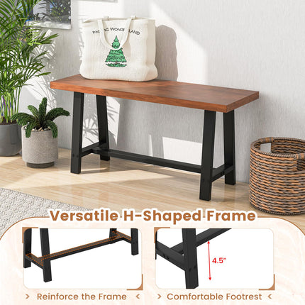 Dreamade 40” Wood Dining Bench, 2 Person Entryway Shoe Bench with Metal Frame, Rectangular End of Bed Bench
