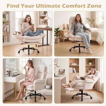 Dreamade Criss Cross Legged Reclining Desk Chair with 5-Level Adjustable Armrests
